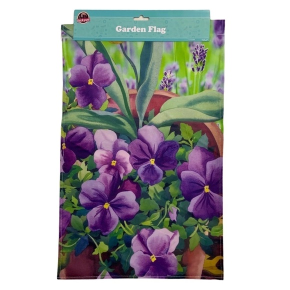 Garden Yard Flag Pansies Flower Pot Floral Purple Multicolor 12 X 18 in - Picture 2 of 13